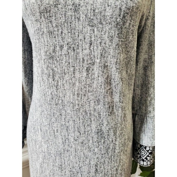 Tacera Solid Gray Polyester Round Neck Long Sleeve Knee Length Sweater Dress M - Picture 3 of 12
